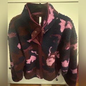 Fabletics Sherpa/ Fleece Jacket - Pink and Brown